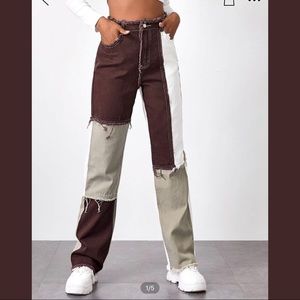 Brown patchwork jeans